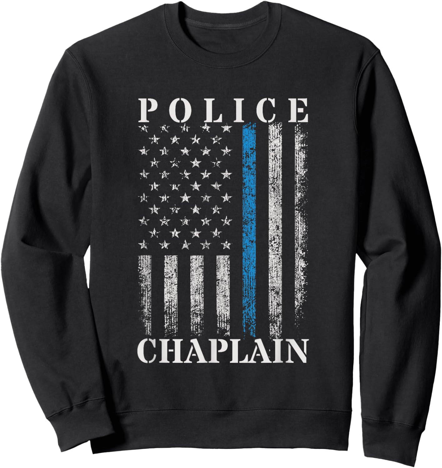 Police Chaplain American Flag USA Law Enforcement Sweatshirt - Sweatshirt | Black