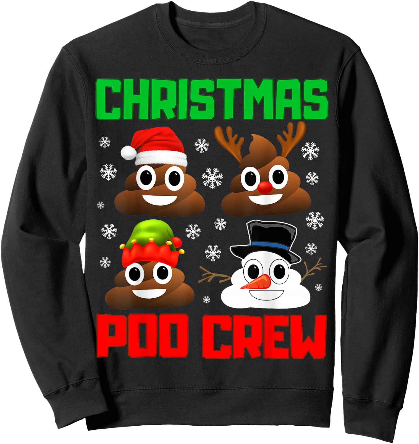 Christmas Poop Crew Funny Xmas Pajama Sweatshirt - Sweatshirt | Black