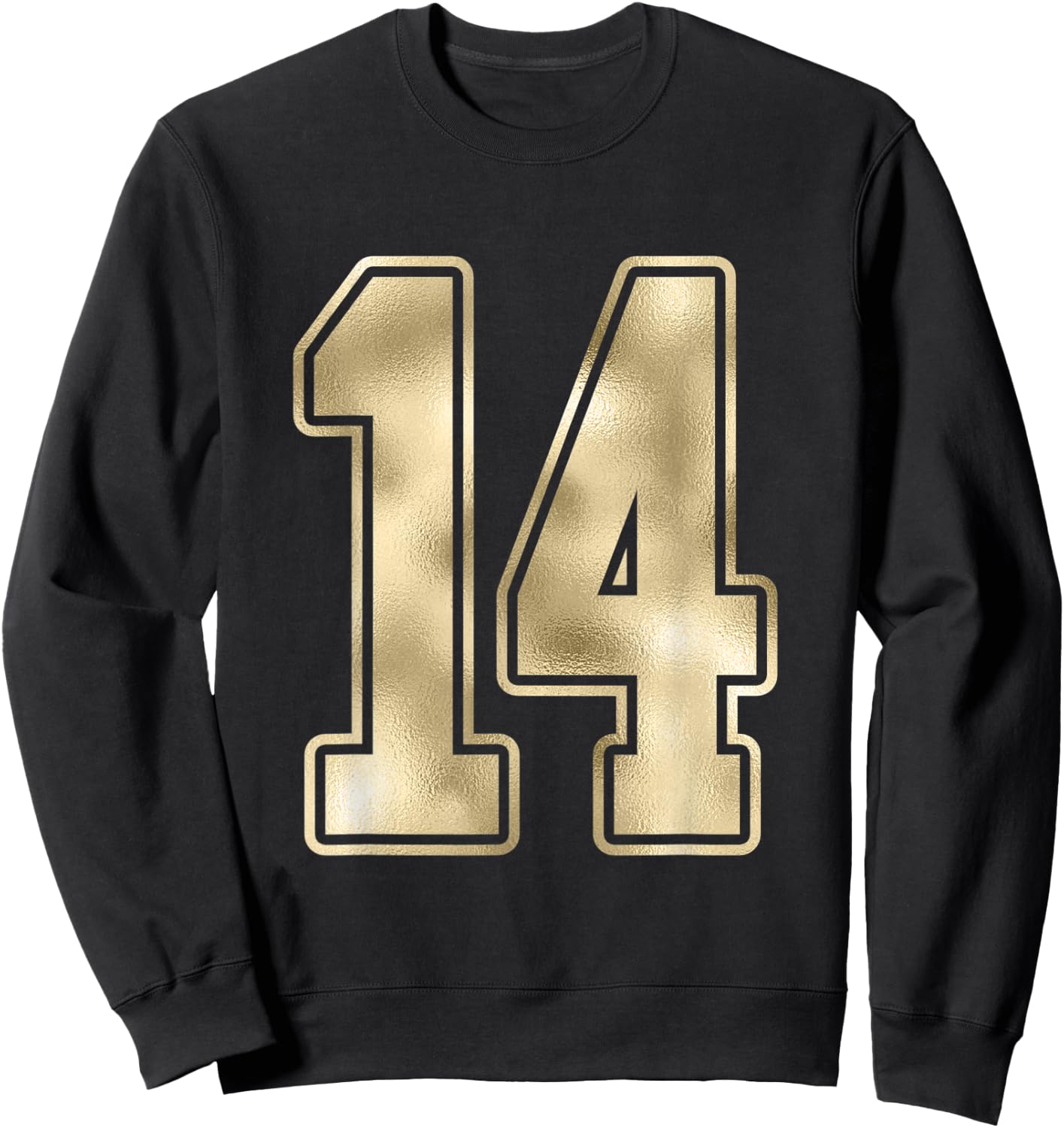 #14 Gold Outline Number 14 Sports Fan Jersey Style Shirt Sweatshirt - Sweatshirt | Black