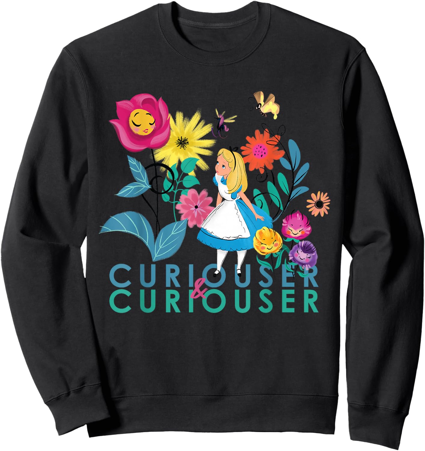 Disney Alice in Wonderland Curiouser & Curiouser Small Sweatshirt - Sweatshirt | Black