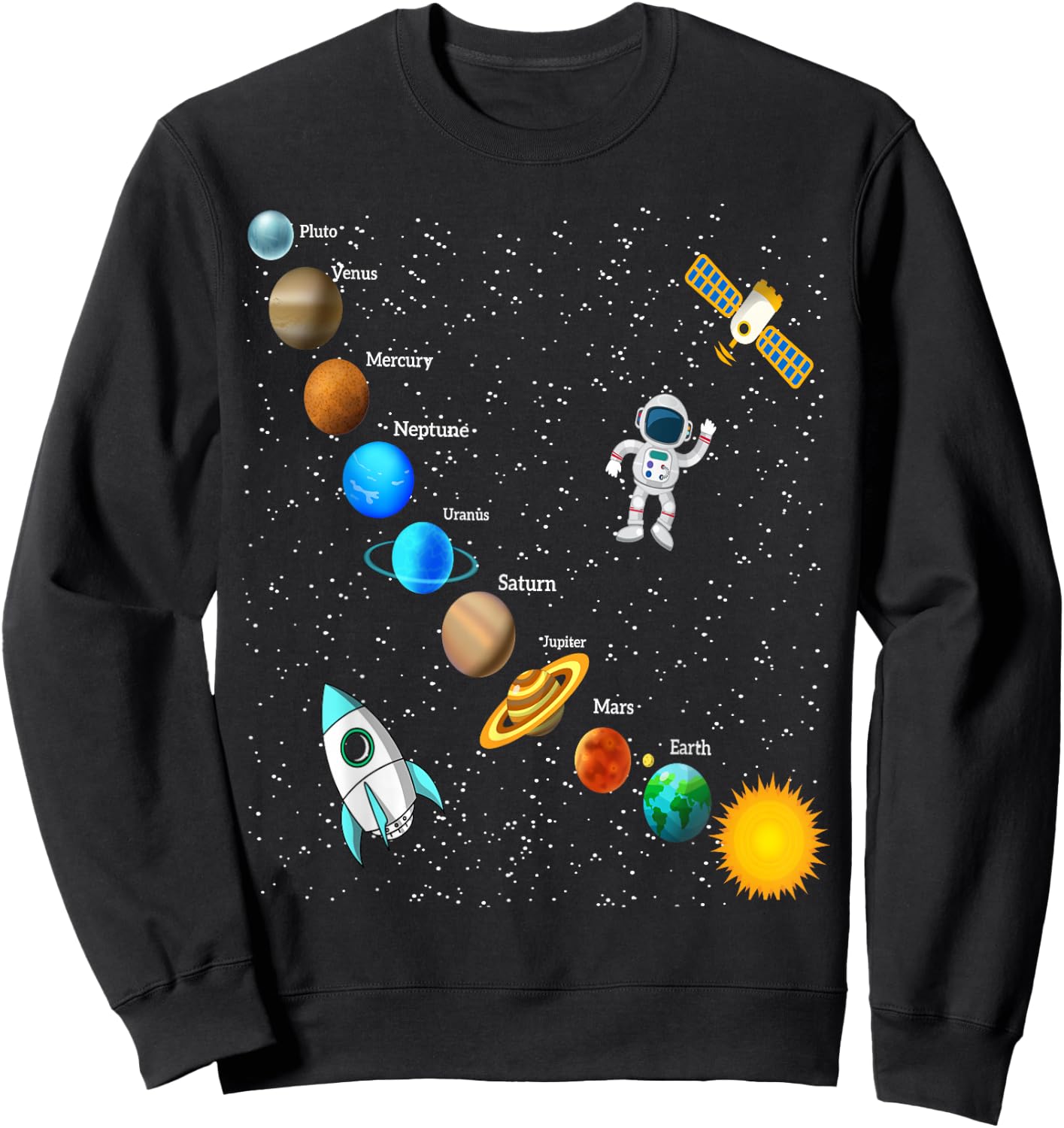 Cosmic Galaxy Astronaut Planet Outer Space Crew Kids & Adult Sweatshirt - Sweatshirt | Black