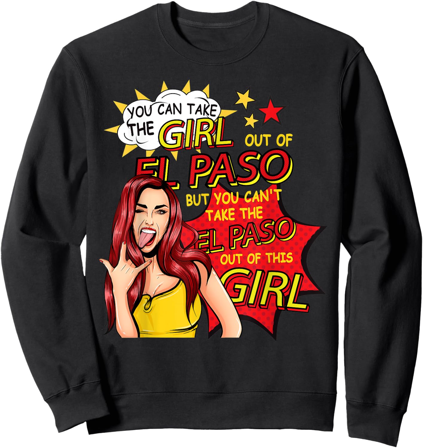 Retro Girl From El Paso - Comic Style - El Paso Girl Sweatshirt - Sweatshirt | Black