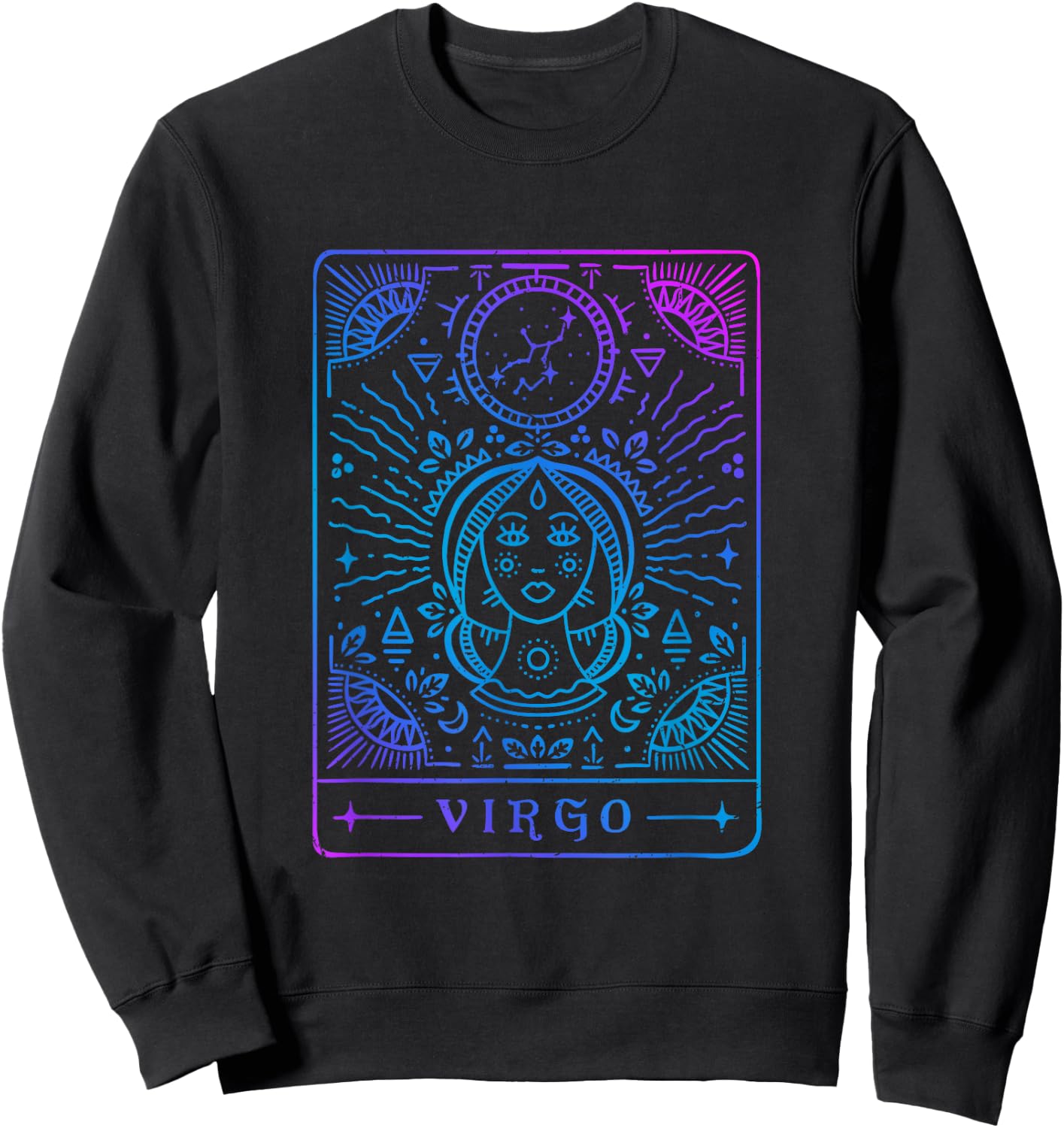 Virgo Hand-Drawn Horoscope Art / Astrology & Zodiac Sign Sweatshirt - Sweatshirt | Black