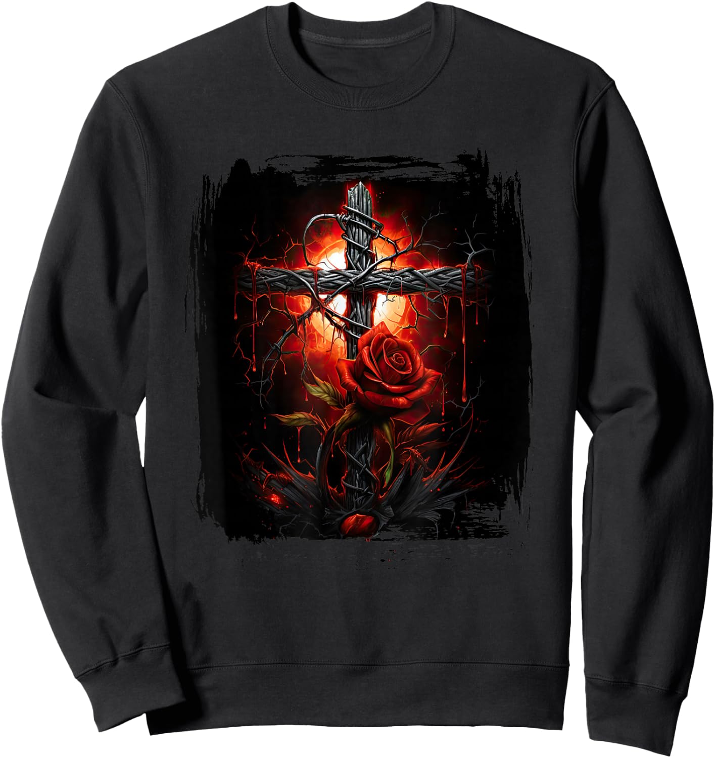 Gothic Cross Goths Design Filigree Victorian Cross Sweatshirt - Sweatshirt | Black