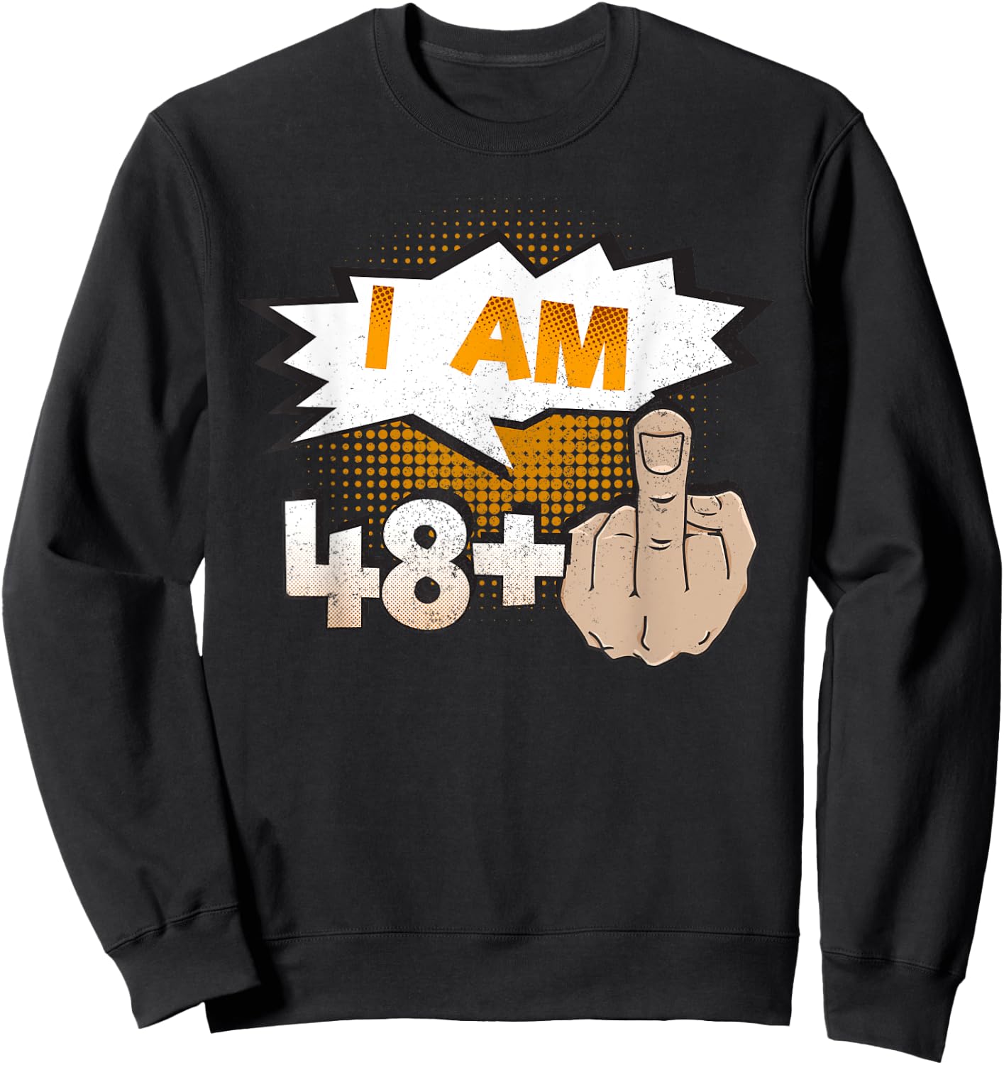 I Am 48 Plus Middle Finger Profane Funny 49th Birthday Sweatshirt - Sweatshirt | Black
