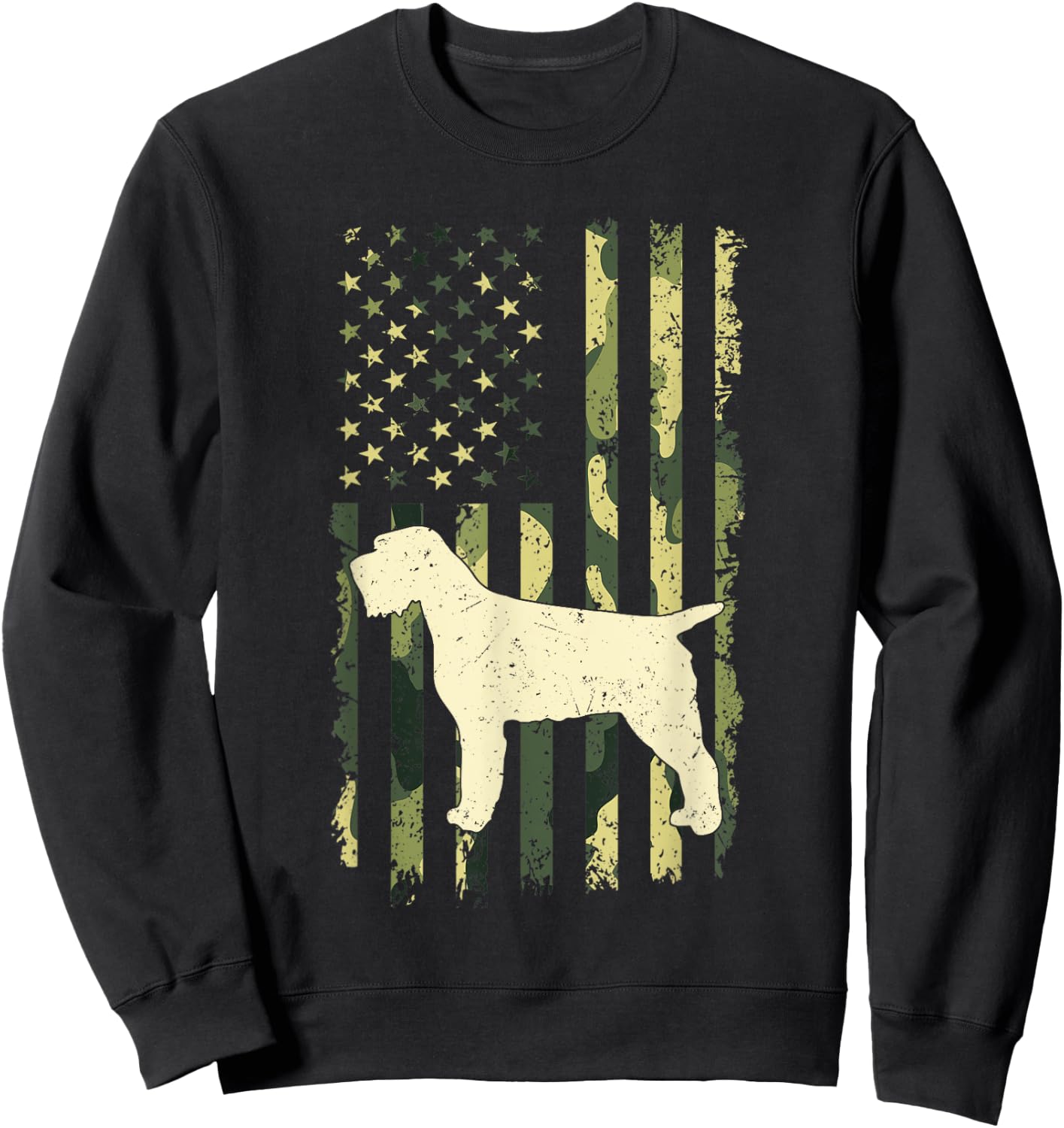 Wirehaired Pointing Griffon Shirts Camouflage American Flag Kids Men Sweatshirt - Sweatshirt | Black