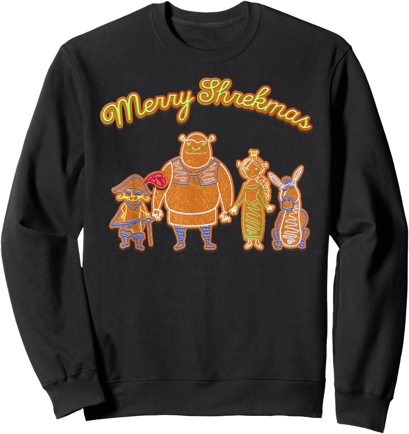 Shrek Merry Shrekmas Group Shot Holiday Cookies Portrait Sweatshirt - Sweatshirt | Black