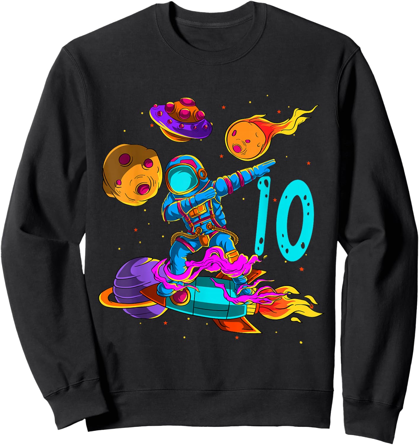 10 years Birthday Astronaut 10th Birthday Boys Astronaut Sweatshirt - Sweatshirt | Black