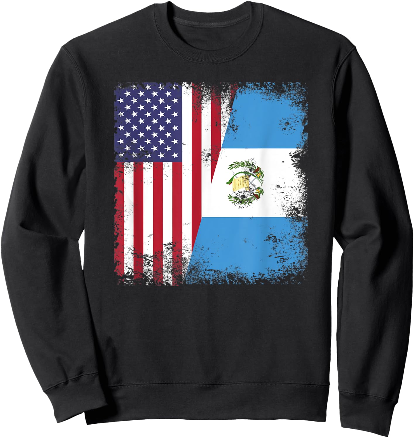 Half Guatemalan Flag | Vintage Guatemala USA Gift Sweatshirt - Sweatshirt | Black