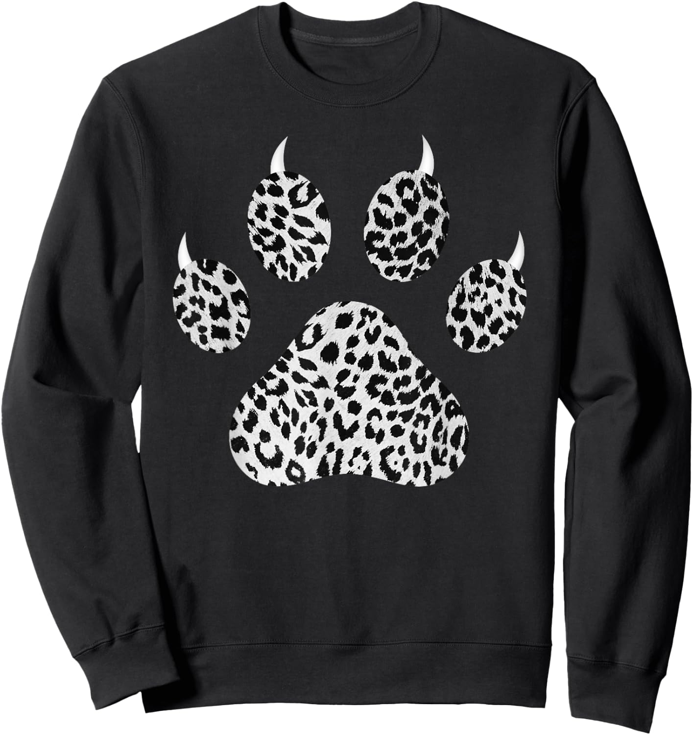 Snow Leopard Paw Print With Claws - Fierce Cheetah Pattern Sweatshirt - Sweatshirt | Black