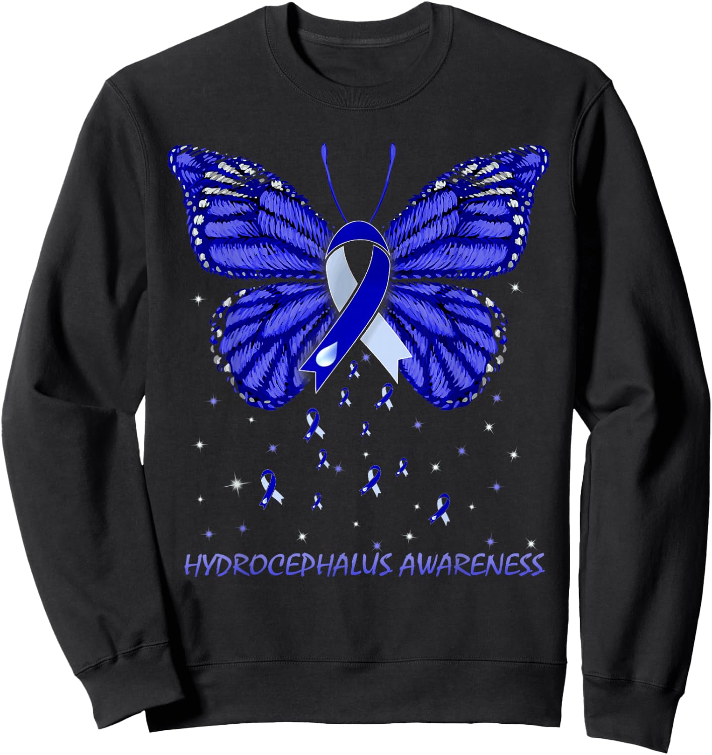 Hydrocephalus Awareness Butterfly Sweatshirt - Sweatshirt | Black