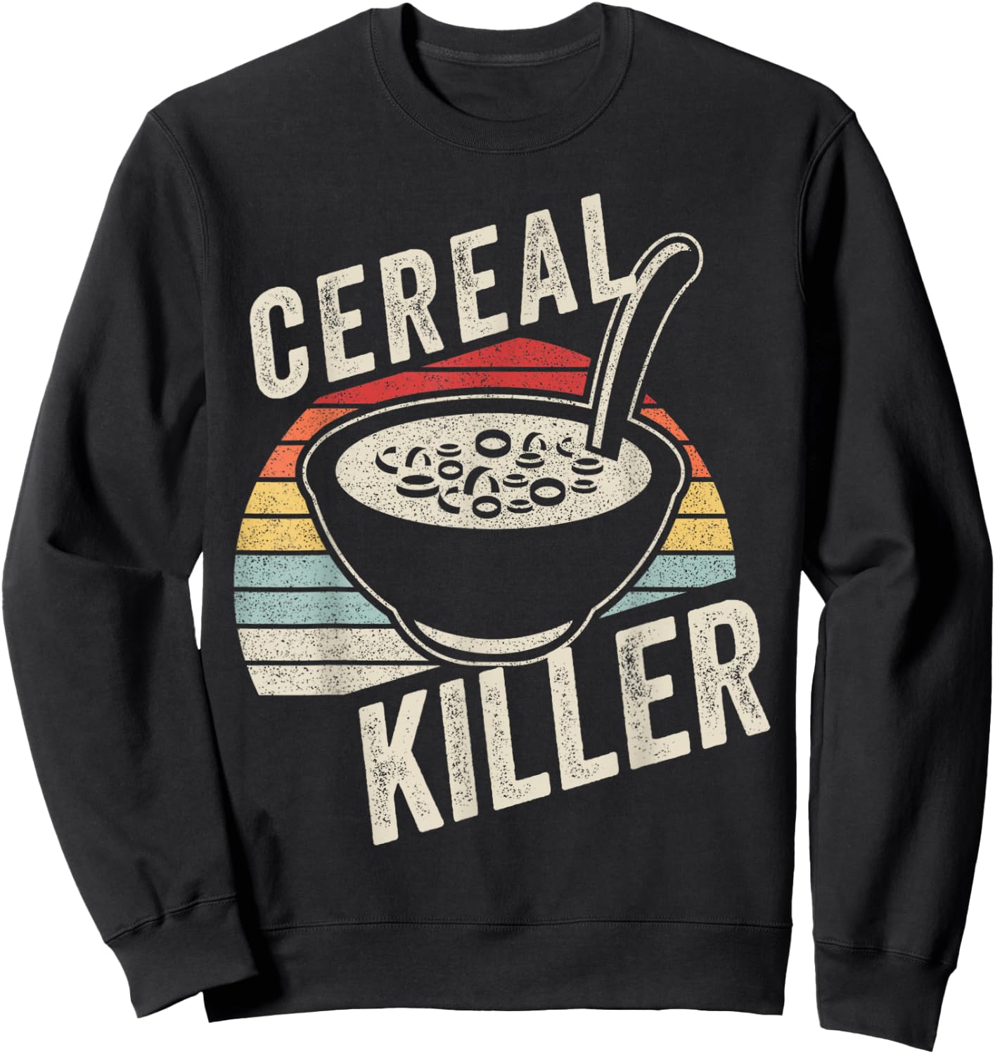 Vintage Retro Cereal Killer Breakfast Brunch Food Funny Sweatshirt - Sweatshirt | Black