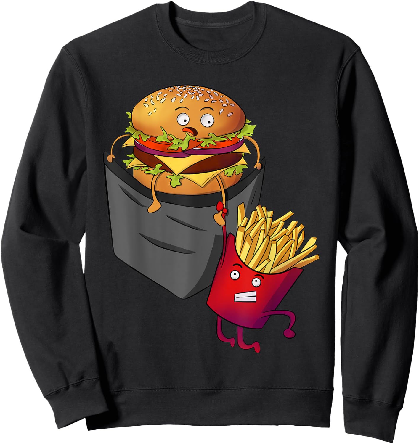 Fast Food in Pocket - Fries Burger Pommes Frites Potato Sweatshirt - Sweatshirt | Black