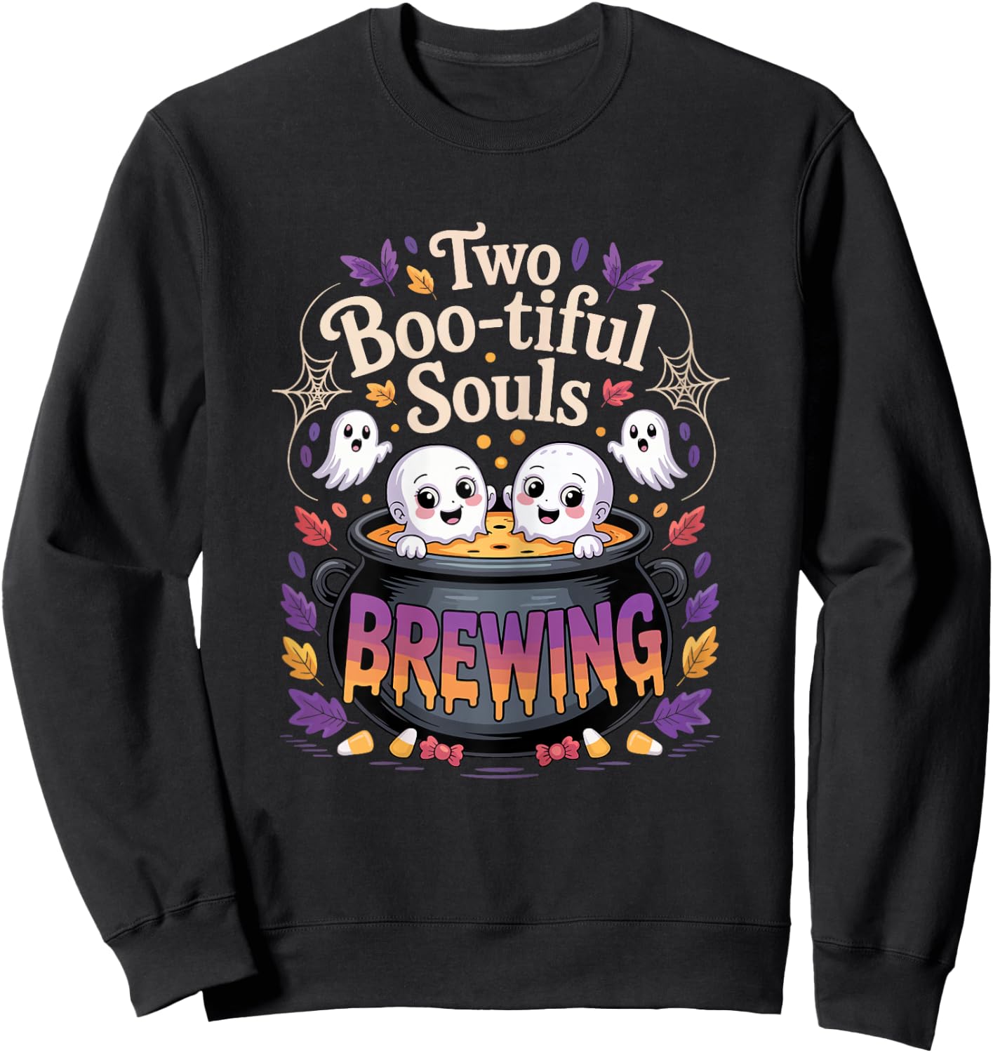 Pregnant Mom Halloween Costume Twins Pregnancy Announcement Sweatshirt - Sweatshirt | Black