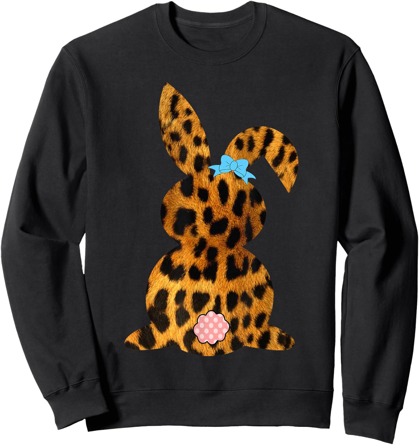 Easter Bunny Shirt Leopard Pattern Rabbit 2023 Sweatshirt - Sweatshirt | Black