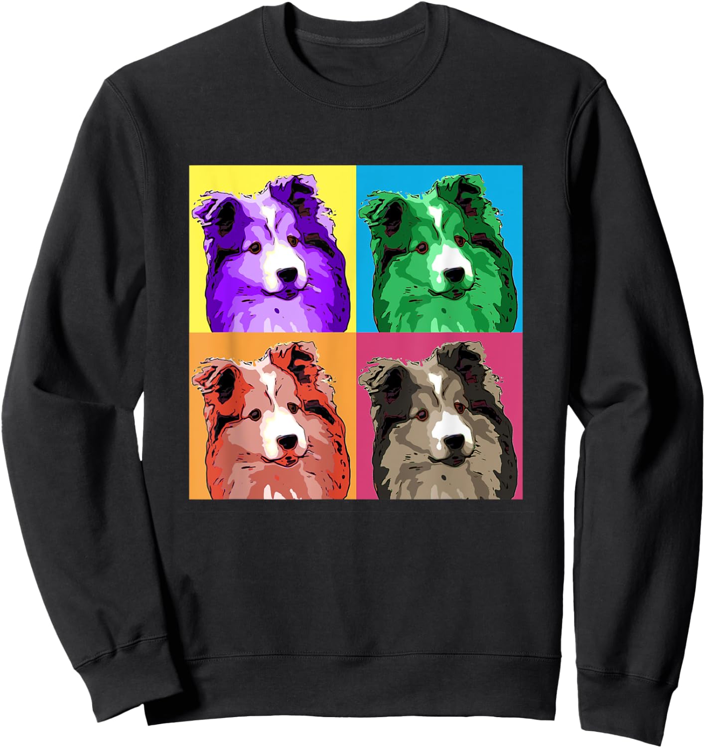 Sheltie Pop Art Style Shetland Sheepdog Women Girls Kids Sweatshirt - Sweatshirt | Black