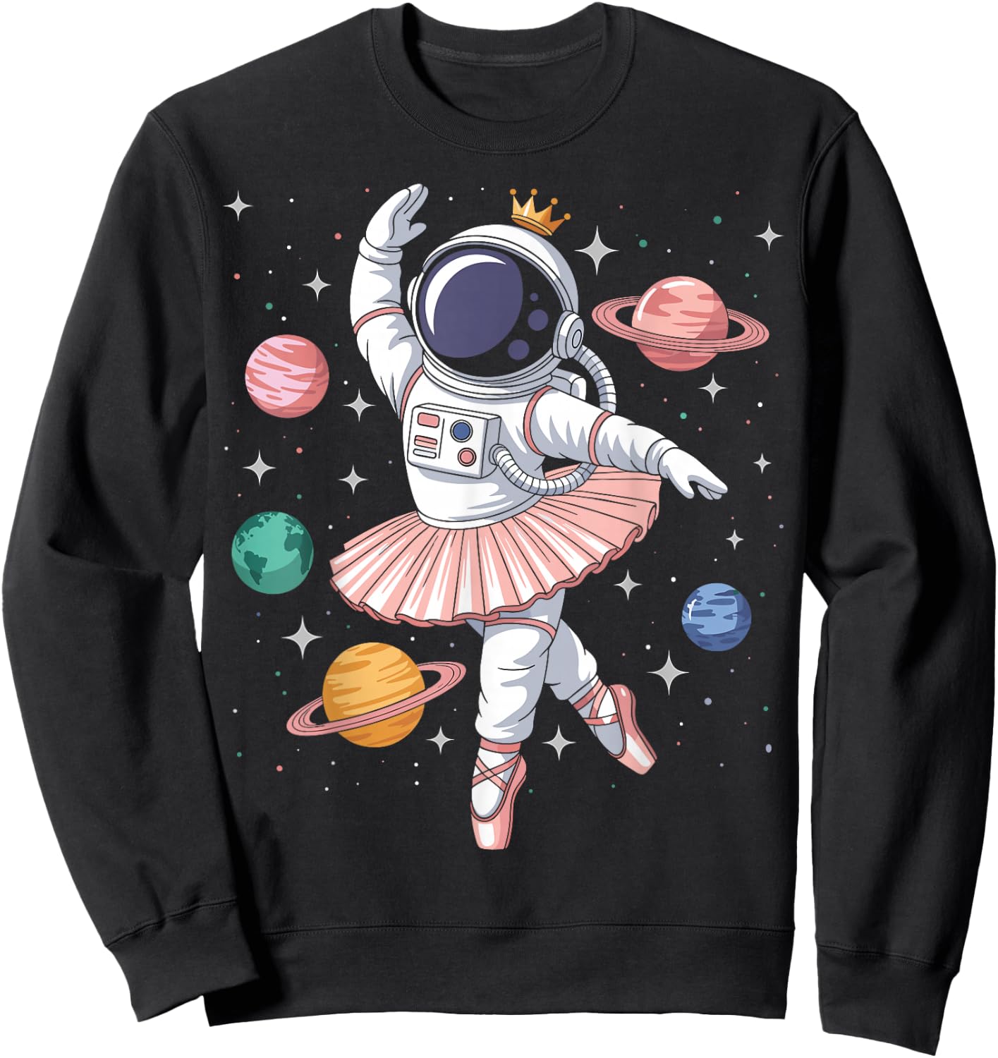 Ballerina Astronaut Dancing Space Dancer Sweatshirt - Sweatshirt | Black
