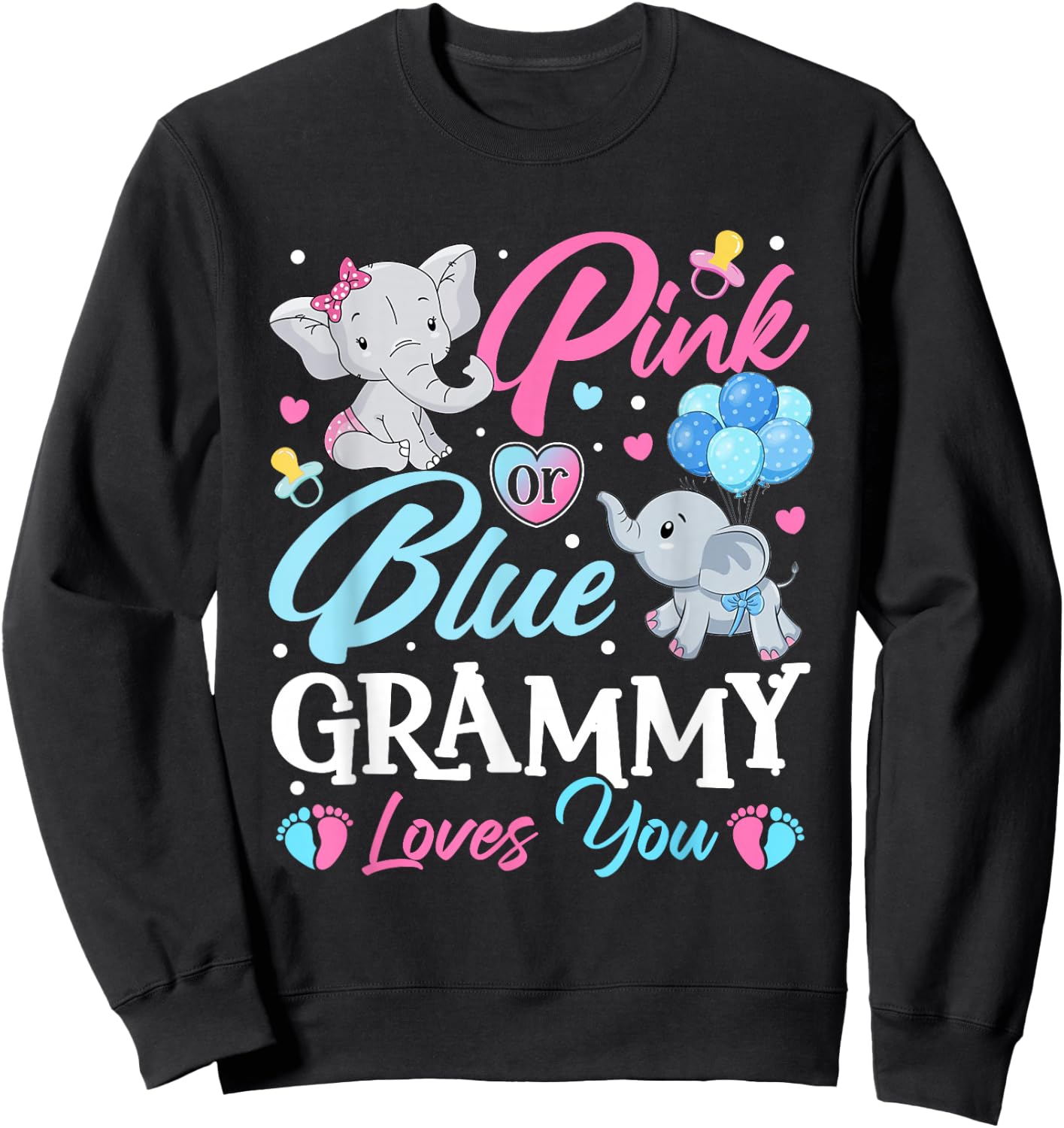 Elephant Blue Pink Grammy Loves You Pregnancy Reveal Sweatshirt - Sweatshirt | Black