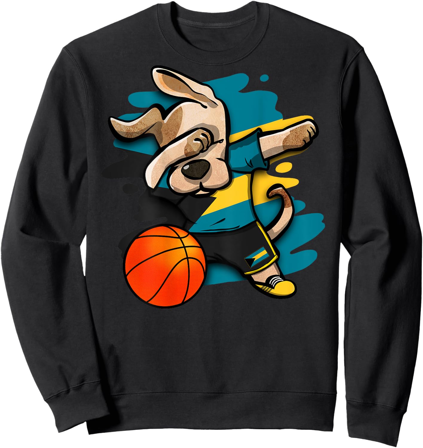 Dabbing Dog Bahamas Basketball Fans Jersey Bahamian Sports Women Kids Sweatshirt - Sweatshirt | Black