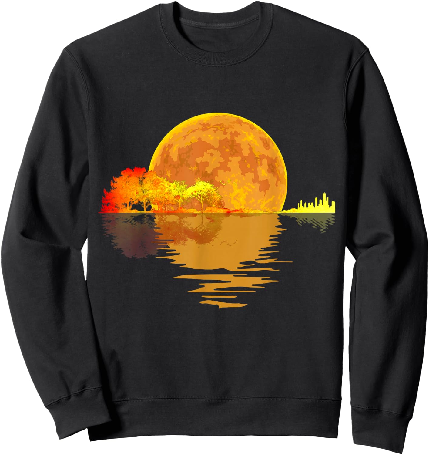Guitar Nature Moon Music Lover Gift Acoustic Guitar Sweatshirt - Sweatshirt | Black