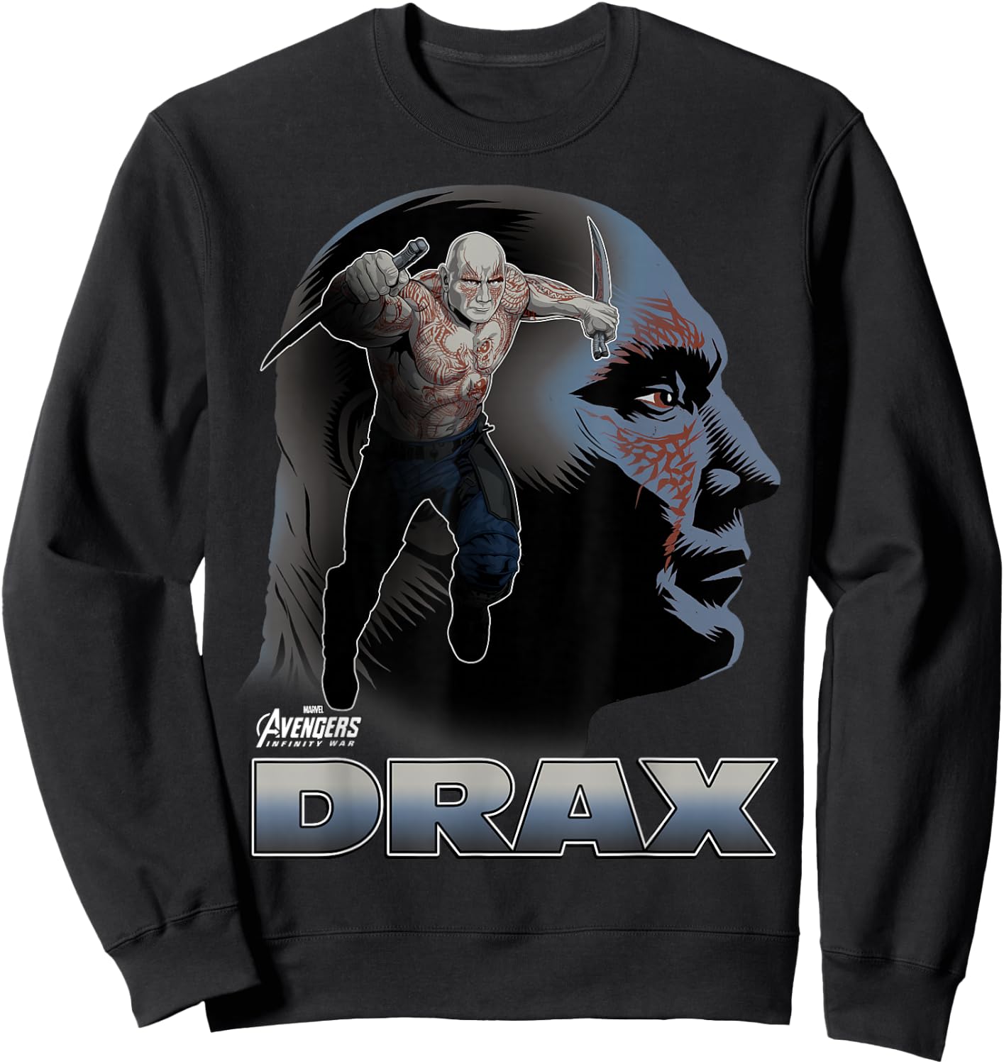 Marvel Infinity War Drax Big Head Profile Graphic Sweatshirt - Sweatshirt | Black