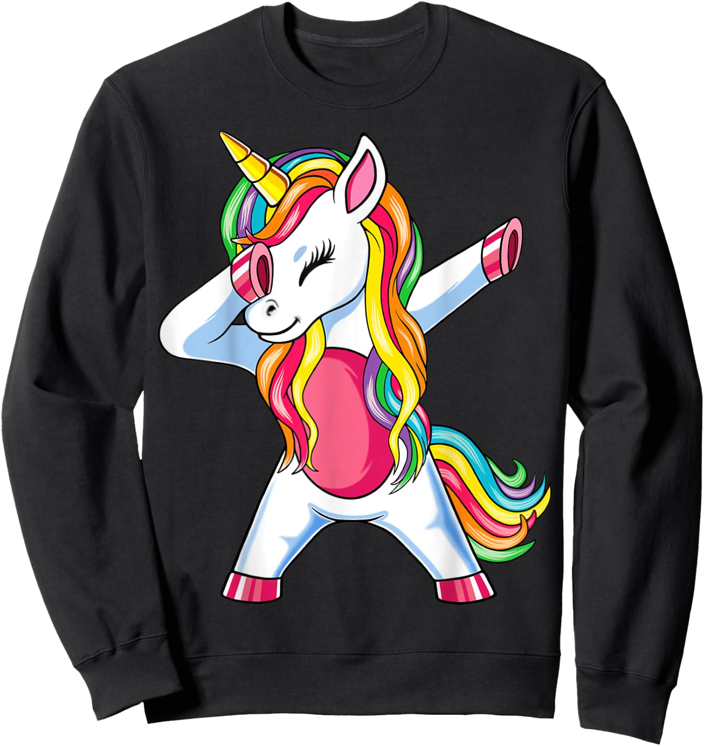 Dabbing Unicorn Girls Kids Women Rainbow Unicorns Sweatshirt - Sweatshirt | Black