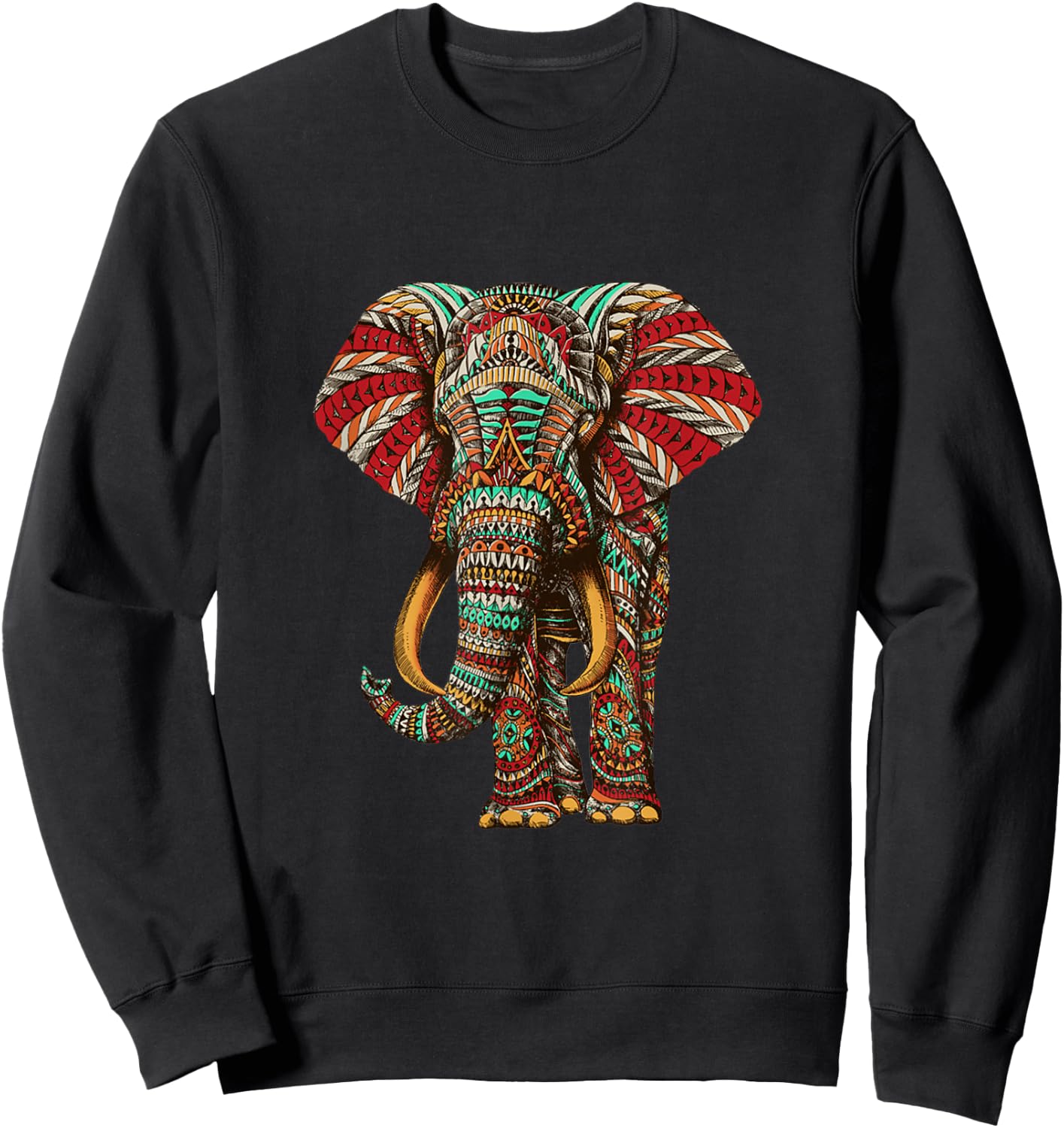 Henna Stylish Artistic Save The Elephants | Wildlife Sweatshirt - Sweatshirt | Black
