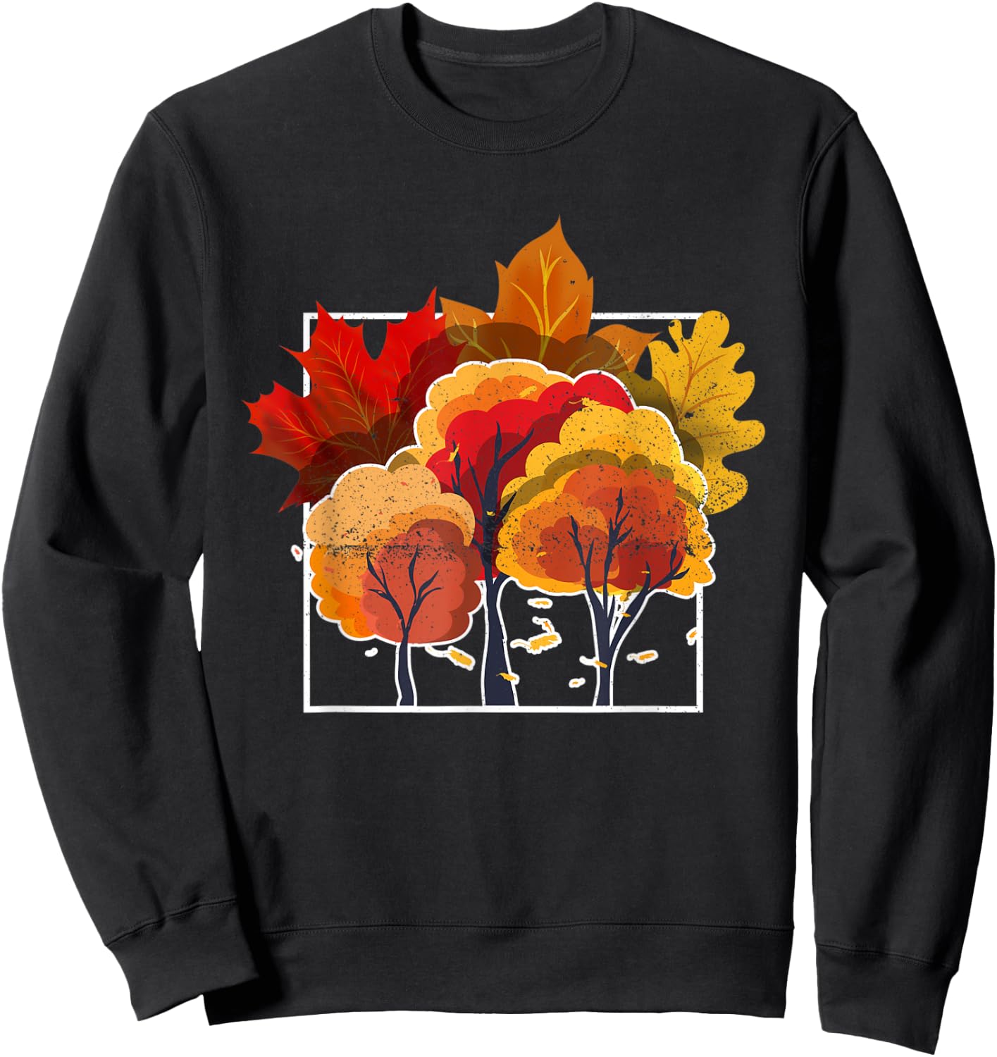 Nature Forest Leaves Autumn Trees Fall Sweatshirt - Sweatshirt | Black
