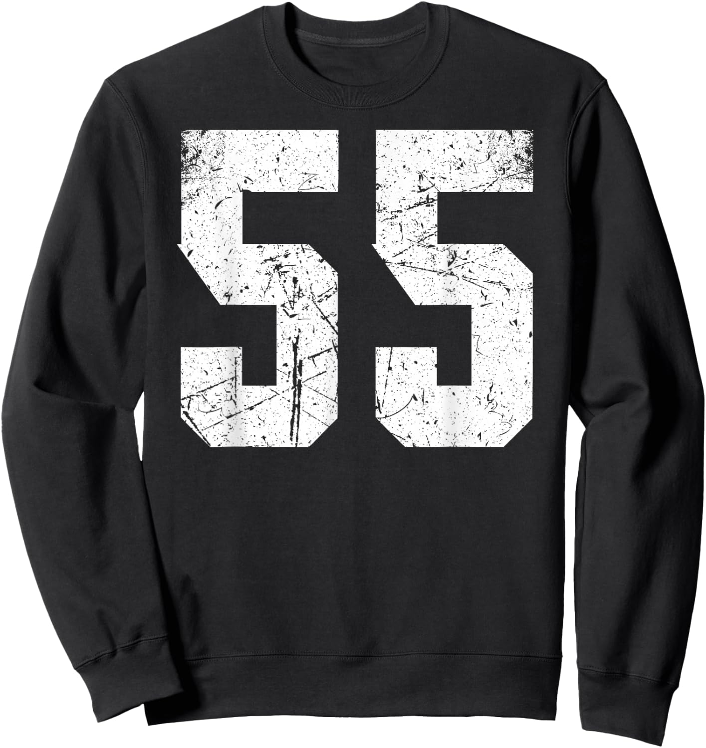 Number #55 Sport White Vintage Uni Number Sweatshirt - Sweatshirt | Black