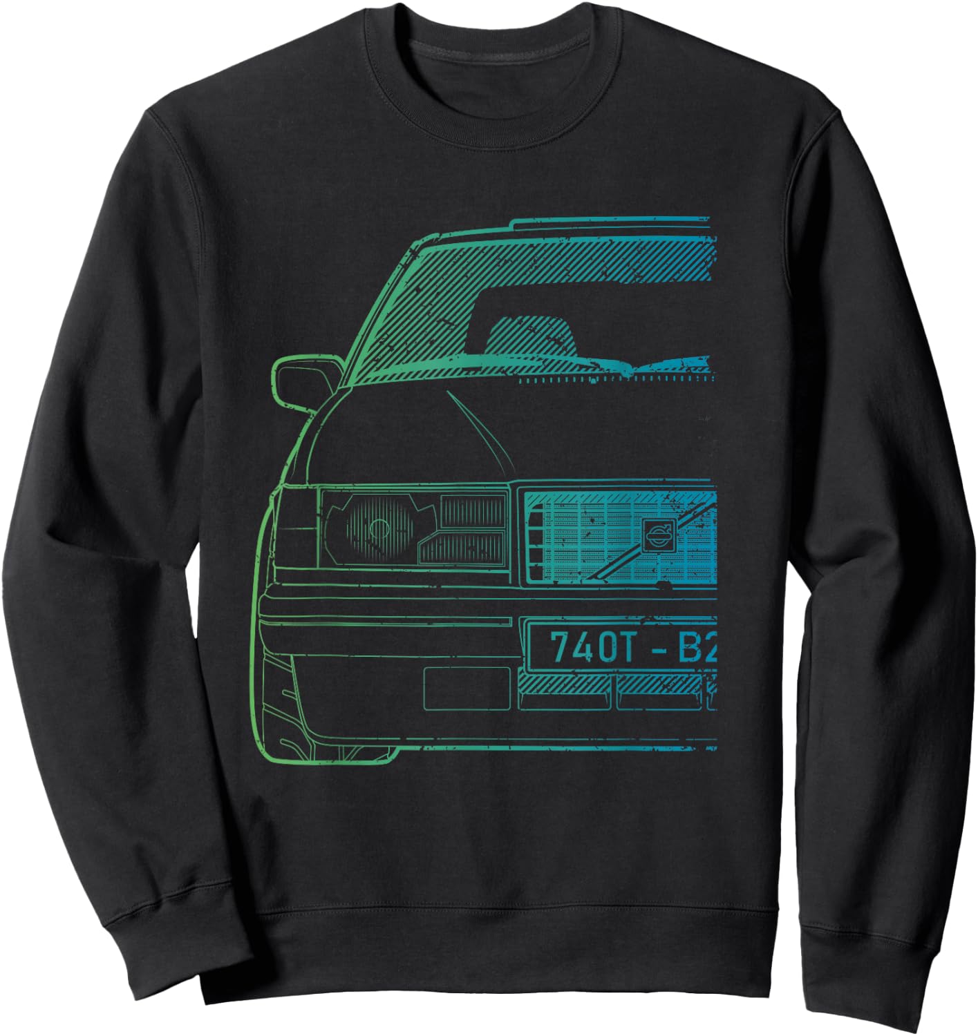 Vintage Racing 740 Turbo Green Gradient Sweatshirt - Sweatshirt | Black