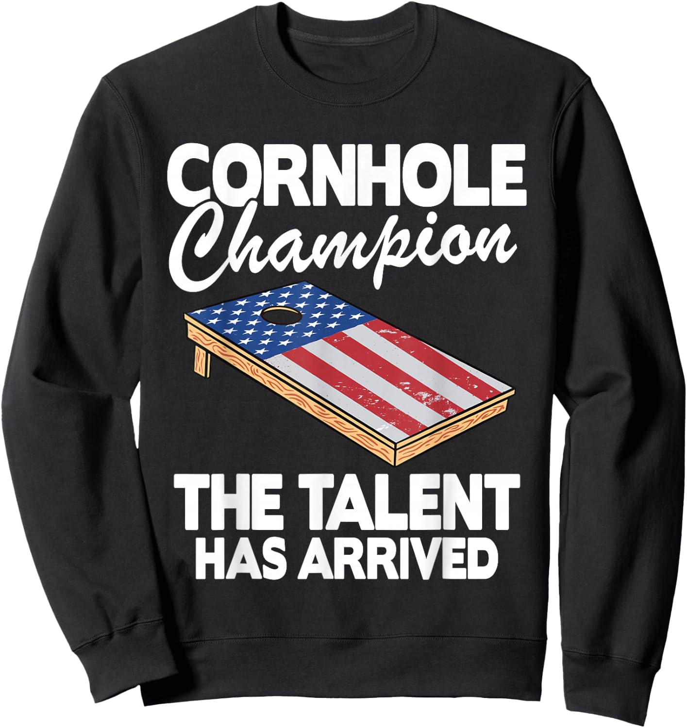 Cornhole Champion American Flag Board Funny Cornhole Sweatshirt - Sweatshirt | Black
