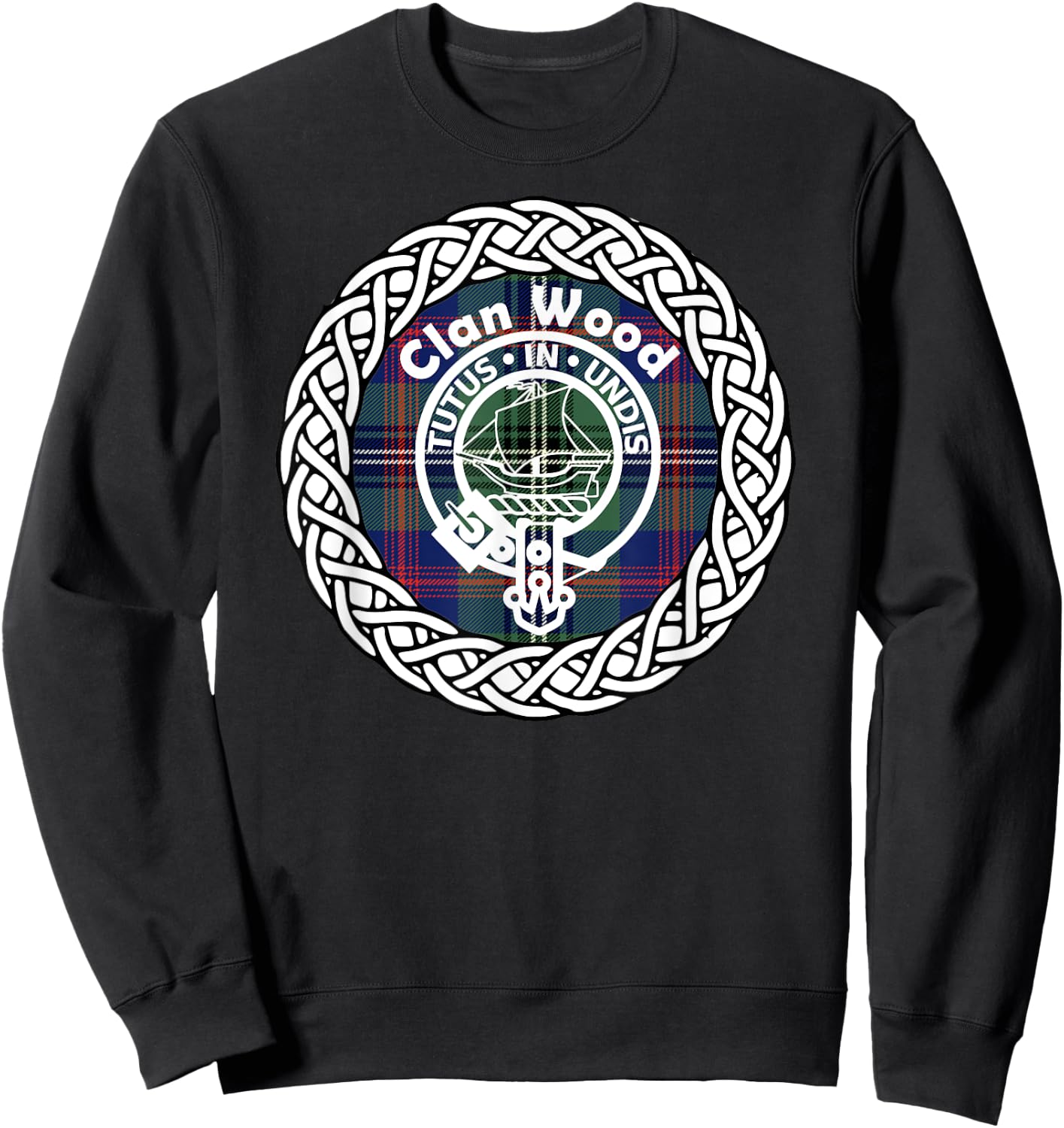 Wood surname Scottish clan tartan crest badge Sweatshirt - Sweatshirt | Black