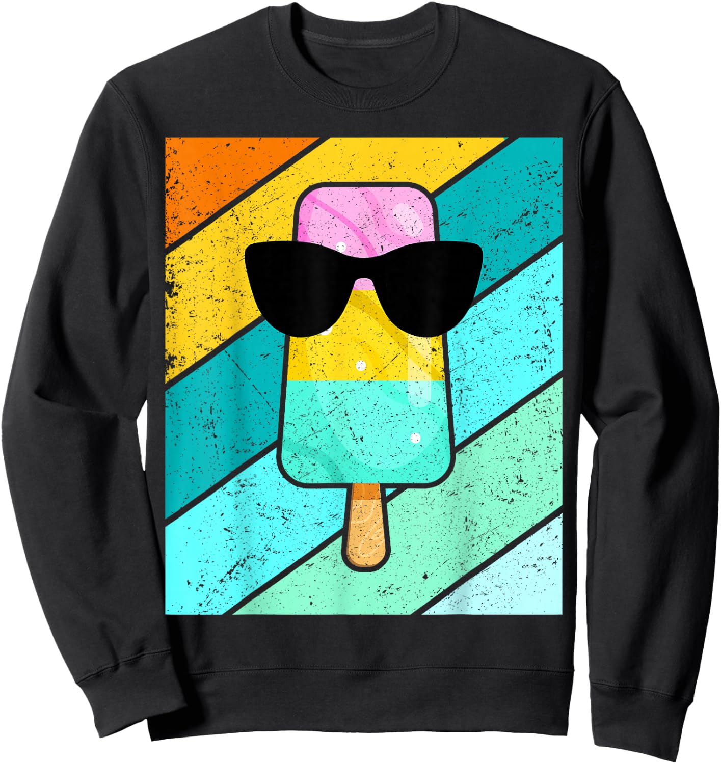Cool Popsicle Summer Break Sunglass Funny Ice Cream Lover Sweatshirt - Sweatshirt | Black