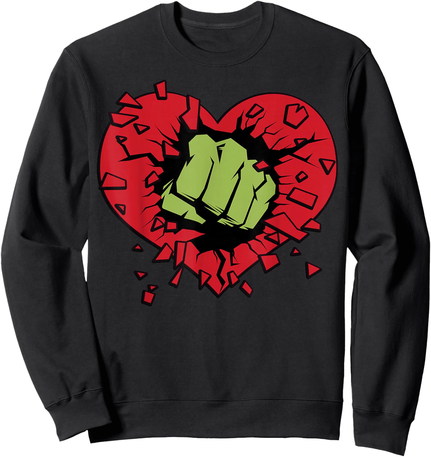 Marvel Hulk Smash Heart Valentine's Day Sweatshirt - Sweatshirt | Black