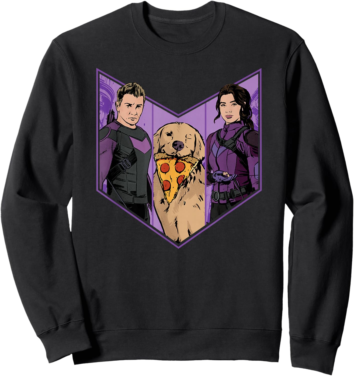 Marvel Hawkeye Clint Barton Kate Bishop and Lucky Arrow Sweatshirt - Sweatshirt | Black