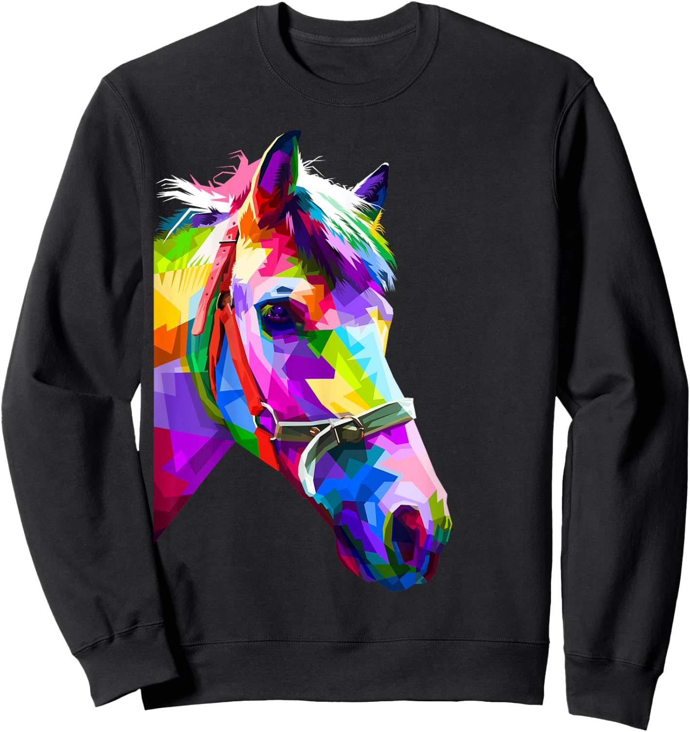 Colorful pop art horse portrait | Funny Horses Sweatshirt - Sweatshirt | Black