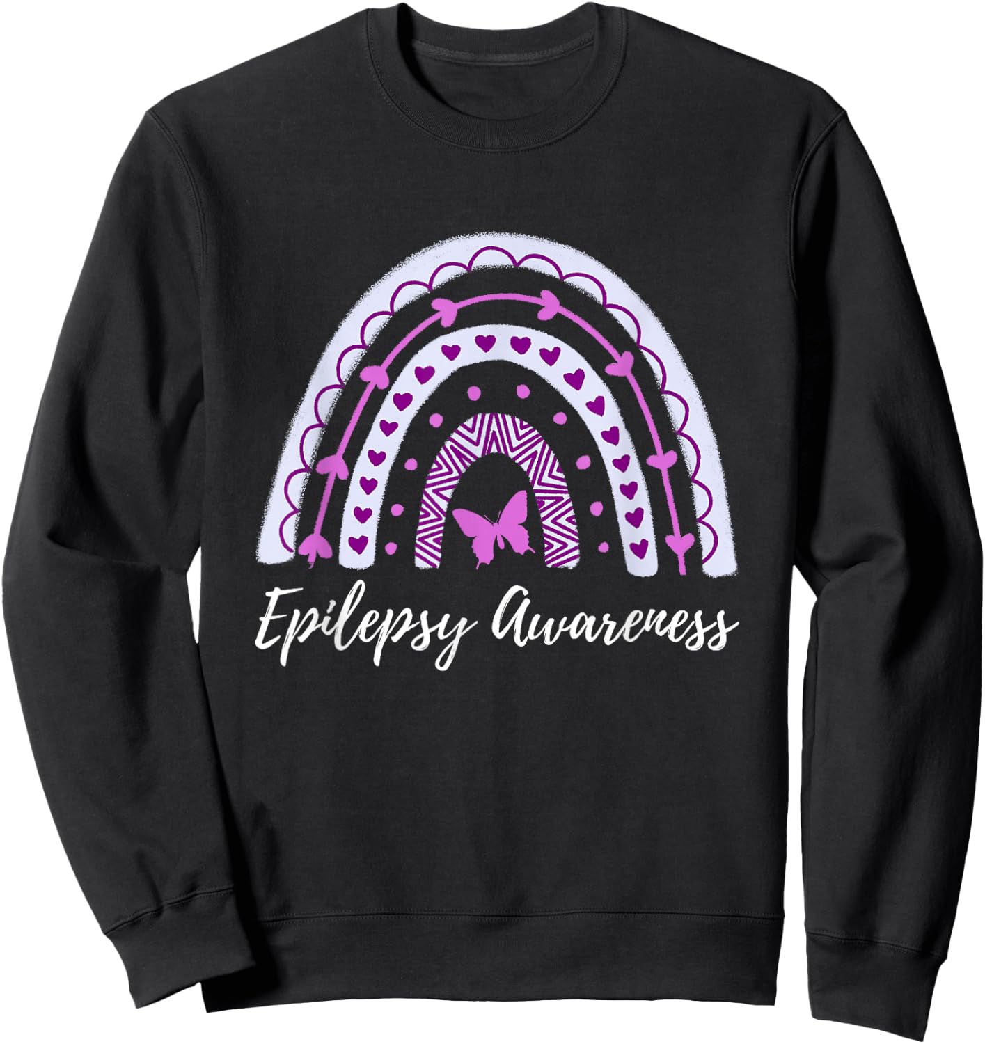 Epilepsy Awareness Boho Rainbow Sweatshirt - Sweatshirt | Black