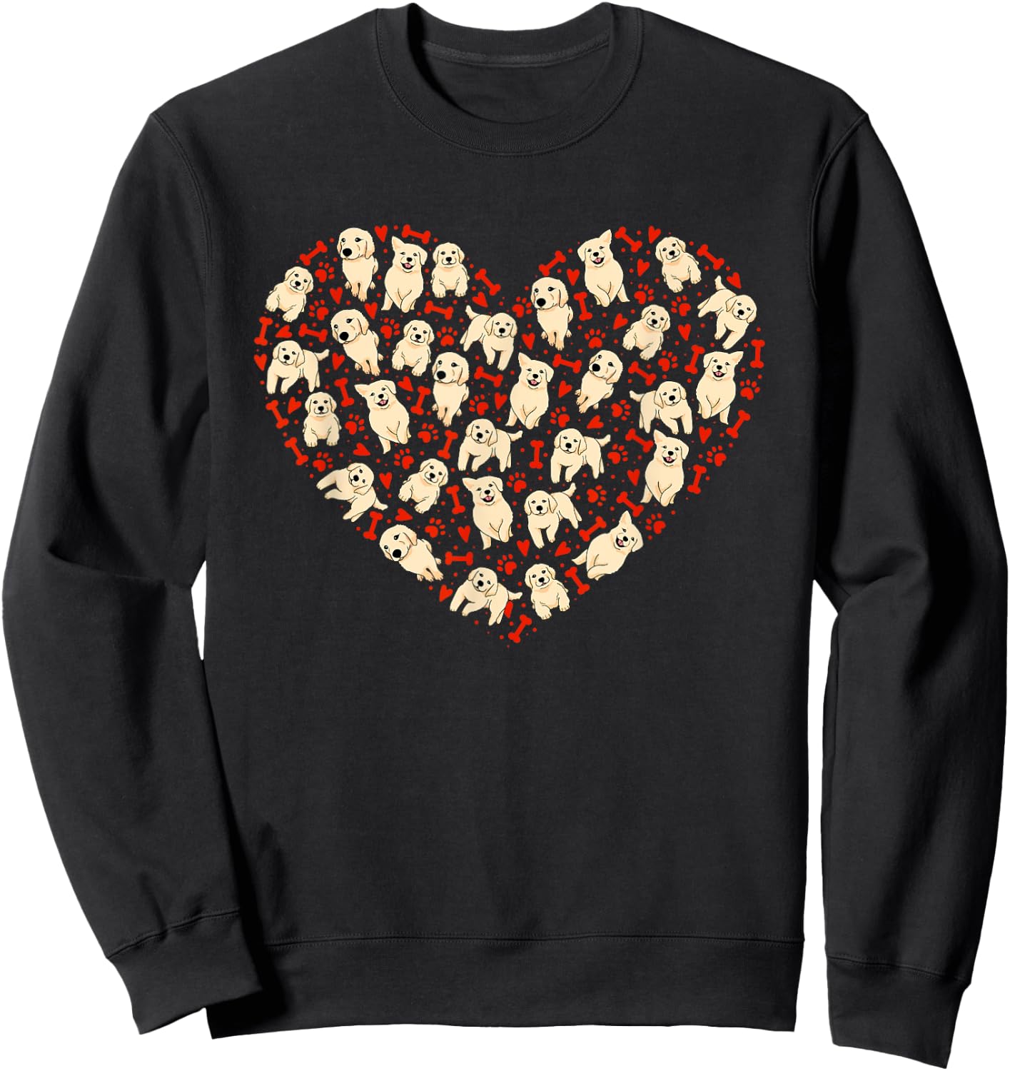 Golden Retriever Valentine Hearts Dog Lovers Valentines Day Men Women Sweatshirt - Sweatshirt | Black