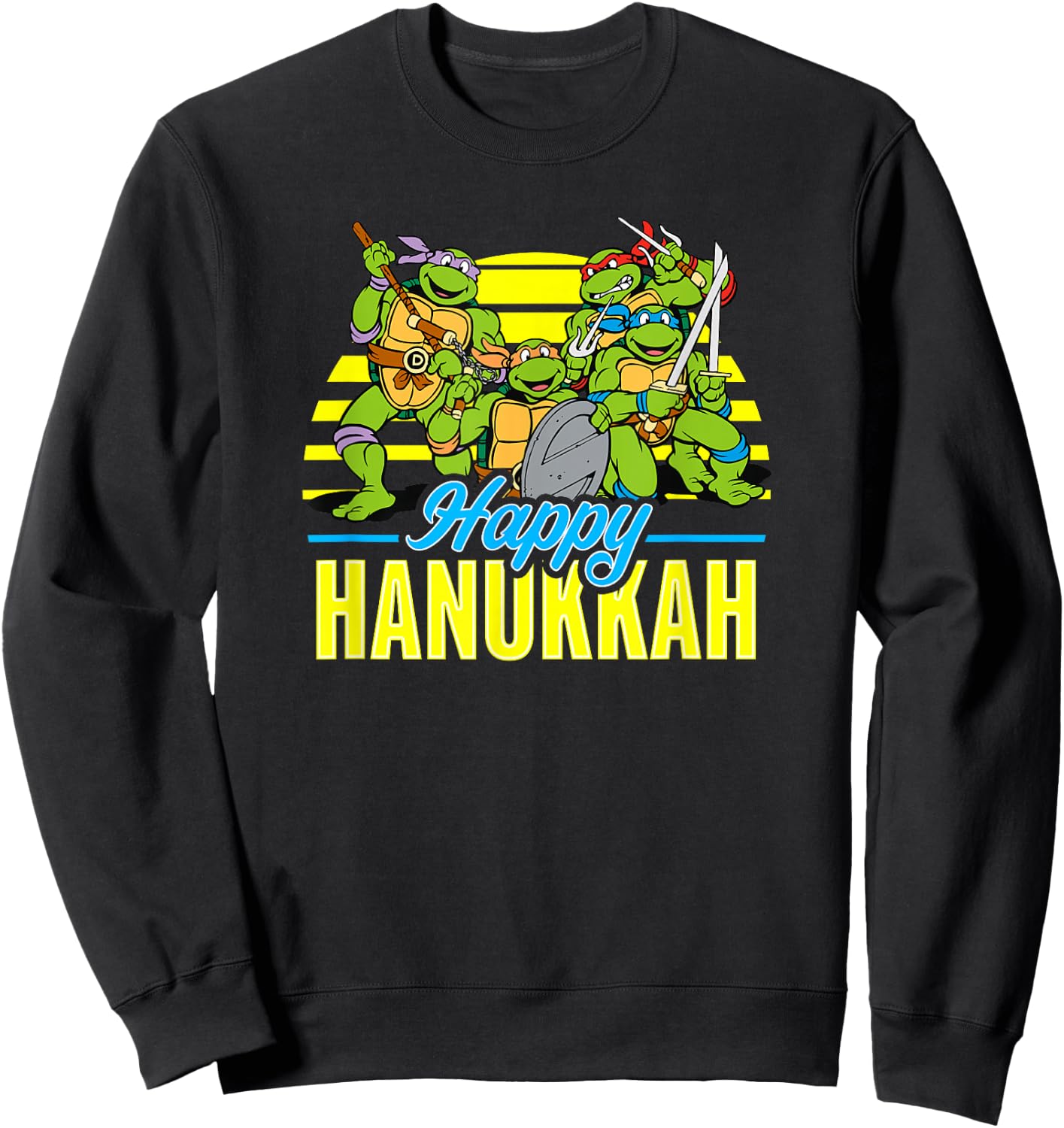 Teenage Mutant Ninja Turtles Group Happy Hanukkah Sweatshirt - Sweatshirt | Black