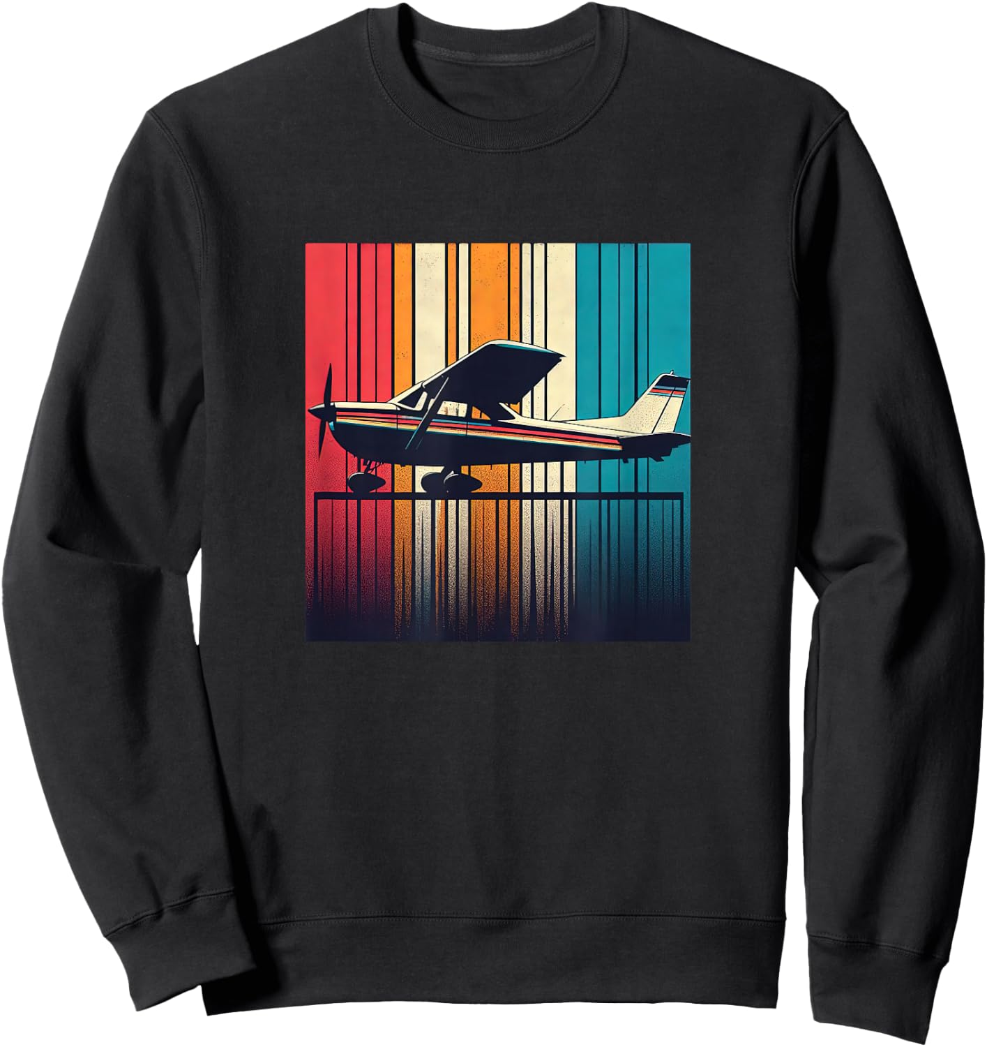 C-172 Skyhawk Vintage C172 Airplane Retro Sunset Pilot Sweatshirt - Sweatshirt | Black