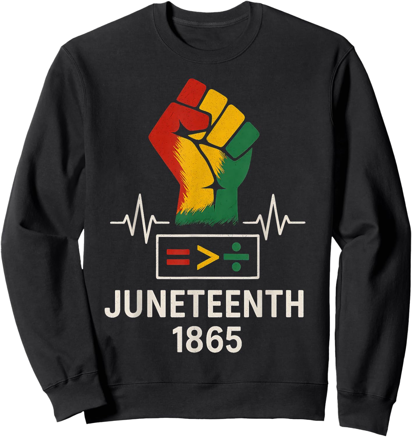 Juneteenth 1865 Equality Is Greater Than Division Men Women Sweatshirt - Sweatshirt | Black