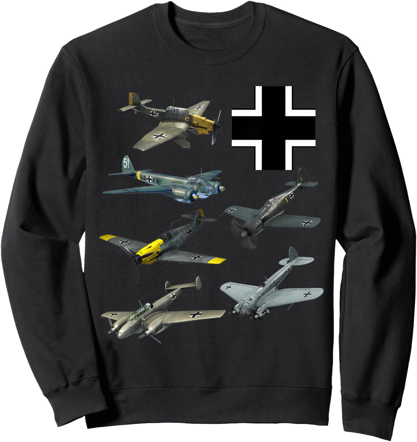 WW2 German Fighter JU-87 Stuka Bf 109 Fw190 Sweatshirt - Sweatshirt | Black