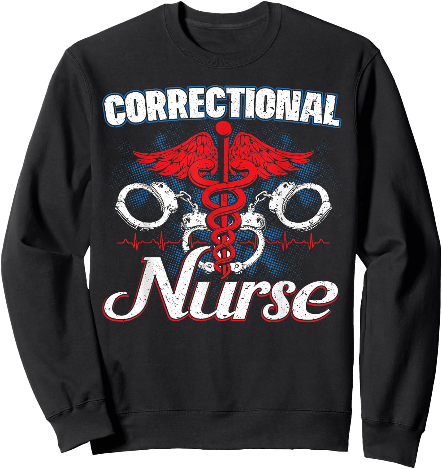 Custom Chimp Correction Officer Nursing Thin Silver Line - Adults in Law Enforcement or Medical Roles - Black, Short Sleeve, , Classic Fit, Small Sweatshirt - Sweatshirt | Black