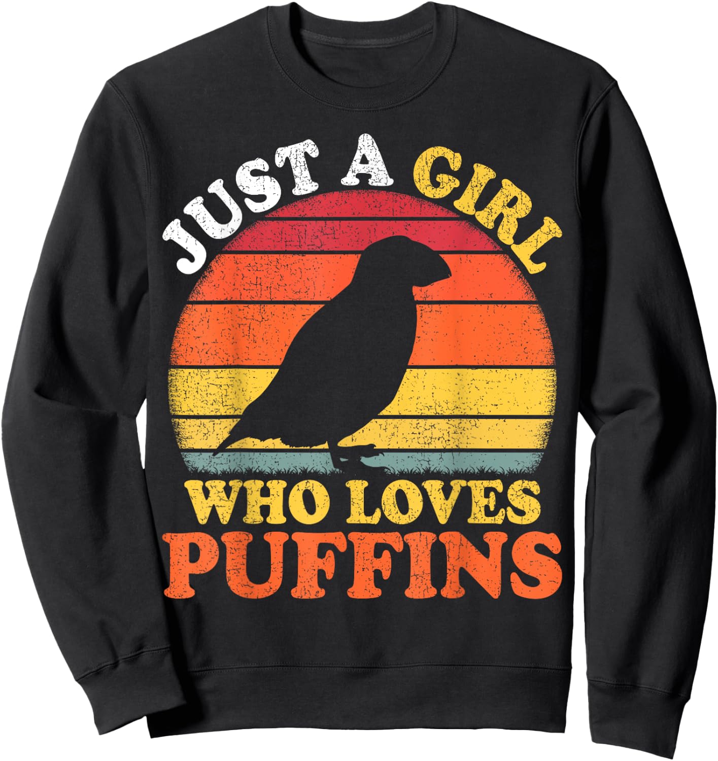 Puffin Bird Vintage Just A Girl Who Loves Puffins Sweatshirt - Sweatshirt | Black