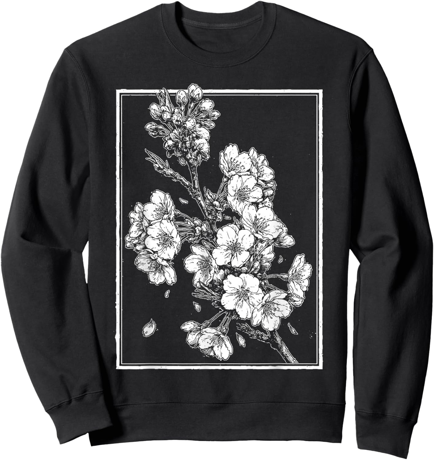 Japanese Cherry Blossom Sakura | Harajuku Grunge Anime Manga Sweatshirt - Sweatshirt | Black