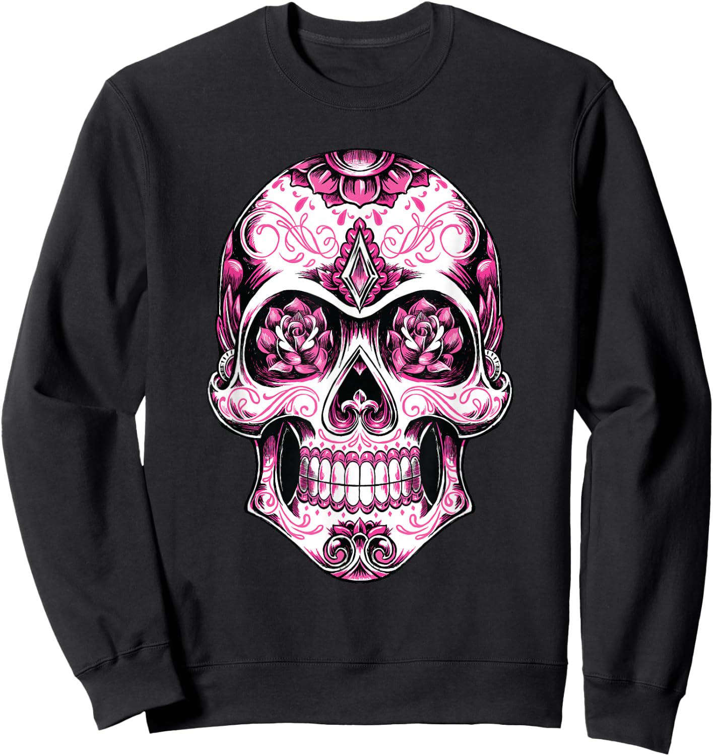 Breast Cancer Shirt Women Pink Sugar Skull Sweatshirt - Sweatshirt | Black