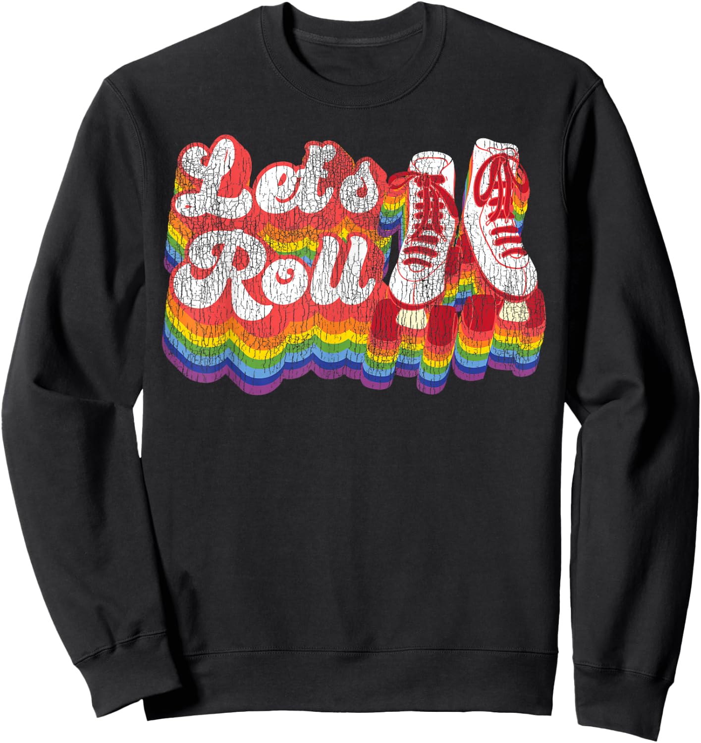 Cool Roller Skating Skate Girl 1970S Retro Sweatshirt - Sweatshirt | Black