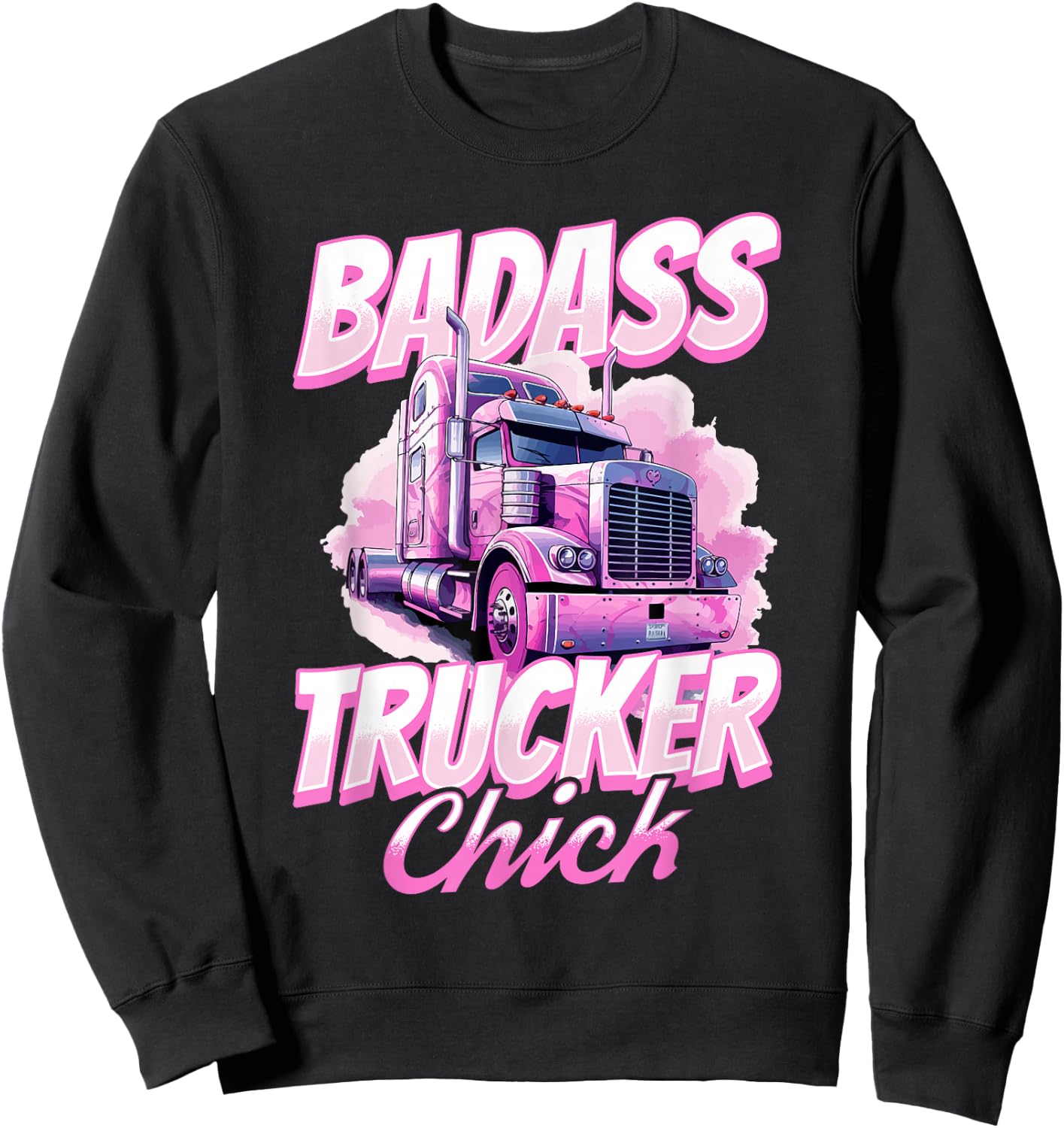 Trucker Truck Woman - Badass trucker chick Sweatshirt - Sweatshirt | Black