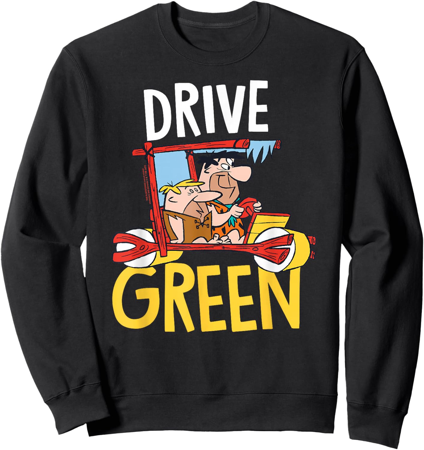The Flintstones Fred Barney Drive Green Sweatshirt - Sweatshirt | Black