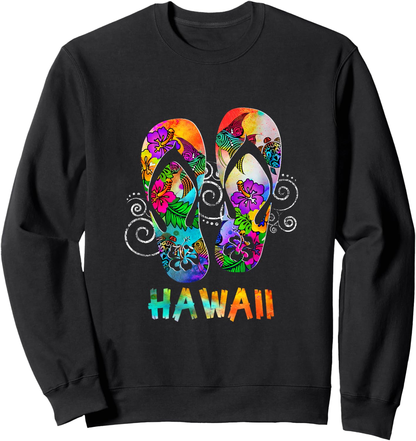 Cute Hawaii Beach Flipflops Hawaiian Island Cruise Vacay Sweatshirt - Sweatshirt | Black